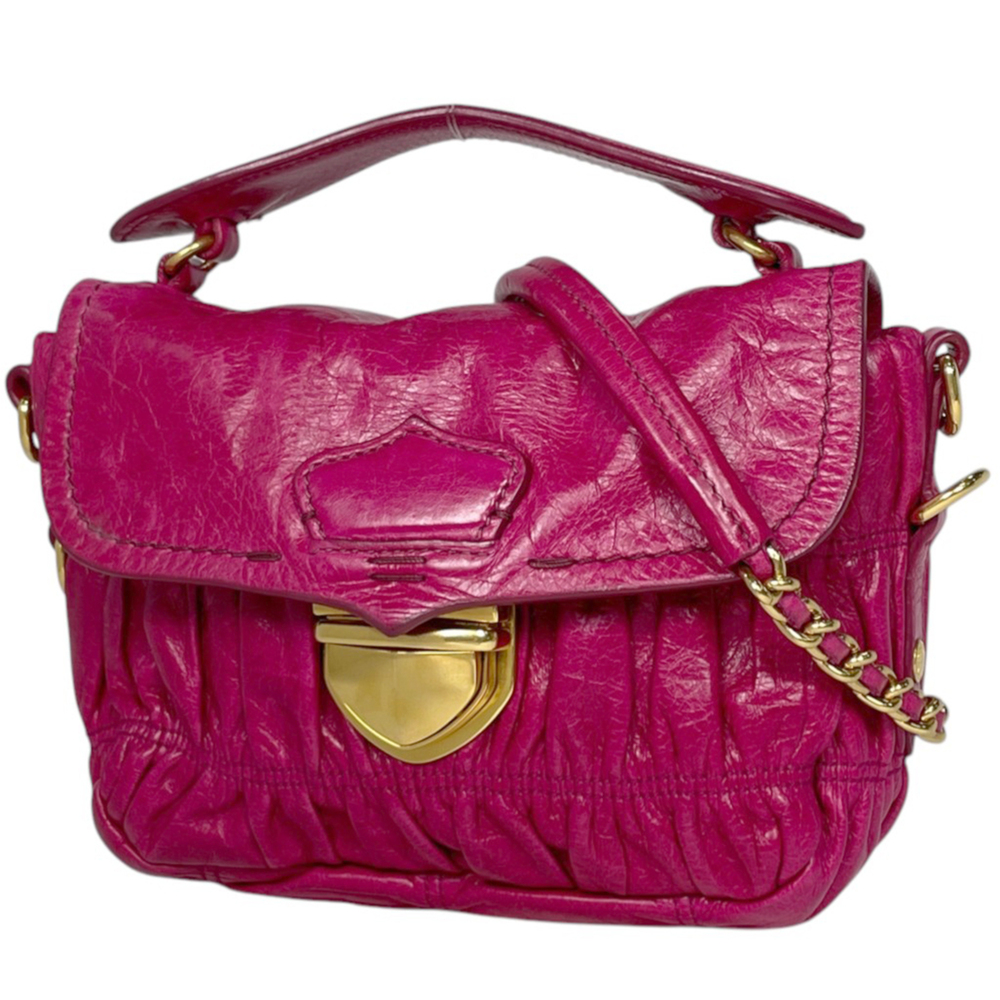 Prada PRADA Handbag, 2-way, Gathered Leather, Pink, Women's